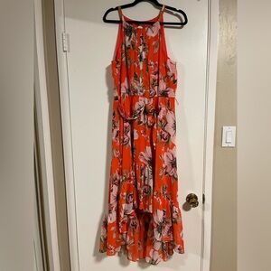 Vince Camuto Printed Chiffon Halter High Low Dress